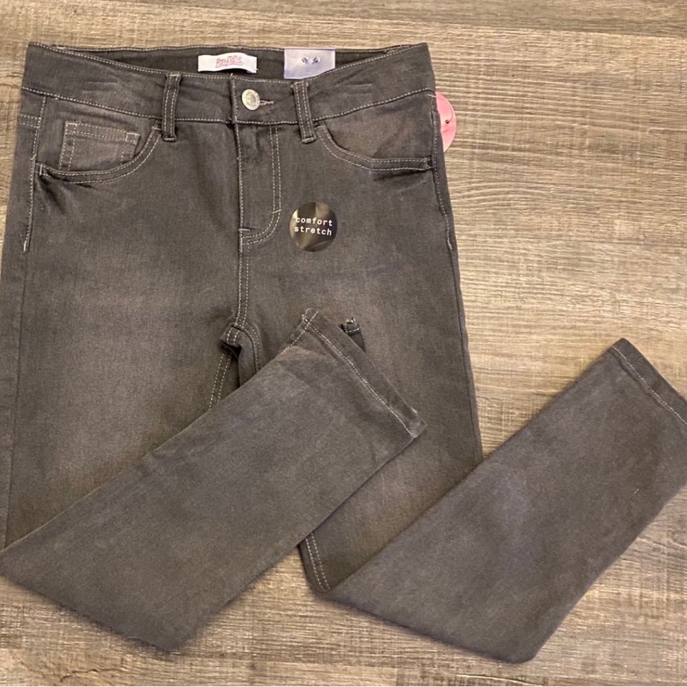 New Little Girls Size 10 Grey Adjustable Waist Stretch Jeans